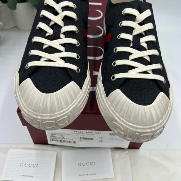 Men's Gucci, Julio web canvas sneakers size 10 made in Spain